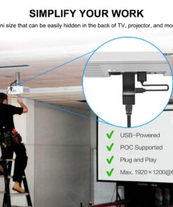 DDMALL 196ft HDMI Extender Over Single CAT5e/CAT6 Cable, Mini Size, Deep Color, 3D, Zero Loss, Zero Latency, Full HD, POC, Auto EDID, HDMI Transmitter and Receiver Kit (HE-15) 196ft 1080p Kit 10 613rd97zrxL