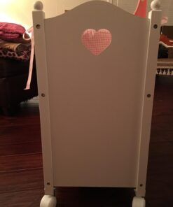 Badger Basket Toy Doll Bed with Storage Cabinet, Gingham Bedding, and Personalization Kit for 22 inch Dolls - White/Pink 50 613tMPdkt3L