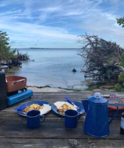 Stansport 24-Piece Enamel Camping Tableware Set Blue 48 613tkHGFIpL