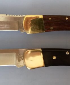 Buck Knives 110 Folding Hunter Lock-back Knife, Brass Bolsters, Ebony Handles, 3-3/4" 420HC Blade with Leather Sheath Classic 3.75" 54 613u0A0JAXL