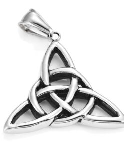 Alternative view of Urban Jewelry Vintage Stainless Steel Irish Triquetra Celtic Knot Amulet Pendant Necklace Black Silver Color, 21" Chain