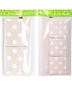 Homecube Linen Cotton Fabric Wall Door Cloth Hanging Storage Bag Case 5 Pocket Home Organizer (White Polka Dots) White 22 613vfEtO2HL