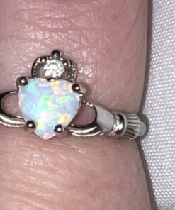 Oxford Diamond Co Sterling Silver Irish Claddagh Simulated Gemstone Promise Ring Available Lab Created White Opal 7 27 613xD4rwZnL