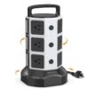 Power Strip Tower Surge Protector, JACKYLED 1625W 13A Outlet Surge Electric Tower, 12 Outlets 6 USB Ports Retractable Cord Charging Station with 16AWG 6.5ft Heavy Duty Extension Cord for Home Office Medium White Black 5 613ydK5SX2L
