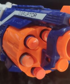 Nerf Disruptor Elite Blaster - 6-Dart Rotating Drum, Slam Fire, Includes 6 Official Nerf Elite Darts - for Kids, Teens, Adults, (Amazon Exclusive) Classic 33 613zievBHBL