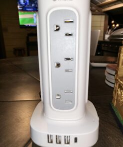 TROND Surge Protector Power Strip Tower - Flat Plug 6 ft Extension Cord with 12 Multiple Outlets, 4 USB Ports(1 USB C), Multi Plug Charging Tower, 1700J, for Home Office Supplies, Dorm Room Essentials 43 6140j9IOPzL