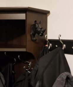 HERNGEE Rhino Head Single Wall Hook/Hanger Animal Shaped Coat Hat Hook Heavy Duty, Rustic Decorative Gift, Black 28 6140jUiExL