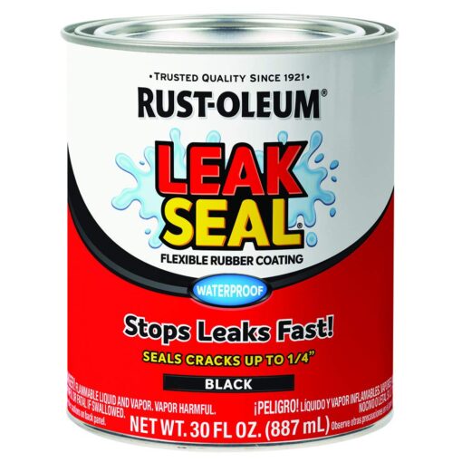 Rust-Oleum 271791 LeakSeal Flexible Rubber Coating, 30 oz, Black 30 Fl Oz (Pack of 1)