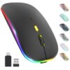 【Upgrade】 LED Wireless Mouse, Slim Silent Mouse 2.4G Portable Mobile Optical Office Mouse with USB & Type-c Receiver, 3 Adjustable DPI Levels for Notebook, PC, Laptop, Computer, MacBook (Black) Black 10 6144nG08 iL