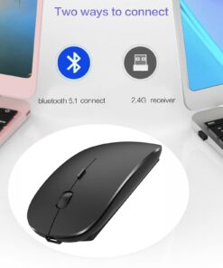 Bluetooth Mouse for iPad Pro iPad Air Rechargeable Bluetooth Wireless Mouse for MacBook pro MacBook Air Mac Laptop Chromebook Windows Laptop Desktop Computer HP PC DELL (Black) BLACK 27 6146 i1EZmL