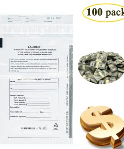 Belinlen Deposit Bags Security Pocket Bank 9 Inch x 12 Inch (White, 100 Pack) (1) 9 x 12 Inch (100pack) 3 6148Mt ufnL