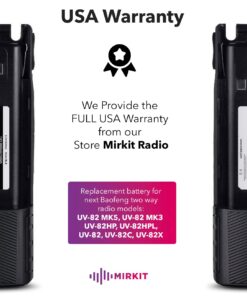 MIRKIT 3800 mAh UV82 Battery BL-8 7.4V Li-ion Compatible with Baofeng UV-82 MK3/5 UV 82HP UV 82 UV 82C Gmrs V1 MURS V1 Baofeng Accessories Baofeng Extended Battery Radio 1* BL-8 3800 BLACK 9 6148VPRhfJL