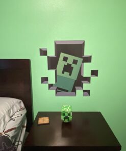 (Set of 4) LucyM Wall Decal Digging Steve; Creeper Inside Wall; Baby Pig; Baby Cow 27 6149bsVU7rL