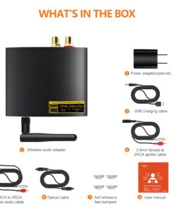 1Mii HiFi Bluetooth 5.0 Music Receiver for Home Stereo with LDAC, Bluetooth Audio Adapter with Audiophile DAC aptX HD, RCA Optical Output for AV Receiver or Stereo Amplifier - Lavaudio DS200Pro Black 30 6149m9S dvS