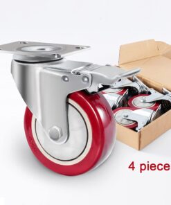 4" Plate Caster Wheels Set of 4 1800LB with Screw Safety Dual Locking and Polyurethane Foam No Noise Wheels,Heavy Duty - 450 Lbs Per Caster 24 6149yHXuU3S
