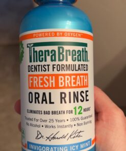 TheraBreath Fresh Breath Mouthwash, Icy Mint Flavor, Alcohol-Free, 16 Fl Oz (Pack of 2) Adult 16 Fl Oz (2-Pack) 33 614BWERNmGL