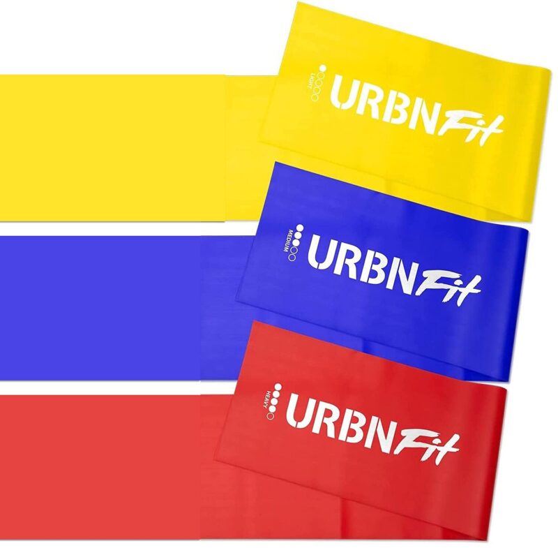 Catalog 7 URBNFit Long Fitness Bands (5 Ft) w/Door Anchor - 3 Pack of Resistance Bands for Stretching, Workouts, Rehabilitation