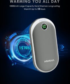 Hand Warmers Rechargeable, 10000mAh Electric Hand Warmer Power Bank with 15Hrs Warming Time Double-Sided Heating USB Quick Charge Portable Pocket Hand Warmer for Outdoor Sports Warm Gifts Gray 11 614EBLEzP L