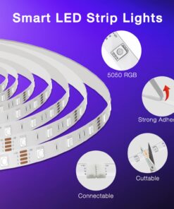 DAYBETTER Smart WiFi Led Lights 100ft, Tuya App Controlled Led Strip Lights, Work with Alexa and Google Assistant, Timer Schedule , Color Changing Led Lights for Bedroom Party Kitchen 30 614GOkY6KML