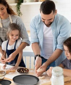 TORASO 9 Inch and 4 Inch Tart Pan with Removable Bottom, 2 PCS 9 Inch Quiche Pan and 4 PCS 4 Inch Pie Pan, Non-Stick Baking Pan (Set of 6) 2pcs 9" + 4pcs 4" 14 614HvPvrvL