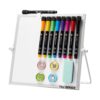 Small Magnetic Dry-Erase White Board – 10 x 10 Inches Mini Easel Whiteboard 360 Degrees Revolving Double Sided Stand for Office, Home, School Silver 10x10 Inches 28 614IimmezzL
