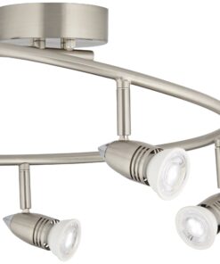 Pro Track Spiral 3-Head LED Ceiling Track Light Fixture Kit Spot-Light GU10 Directional Adjustable Silver Brushed Nickel Finish Metal Modern Kitchen Bathroom Living Room Dining Hallway 11" Wide 10 614K9Da6AiL