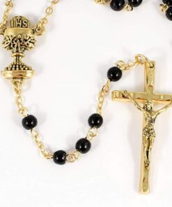 Giftware by Roman Inc., Sacraments, First Communion, 4PC BLACK/GOLD COMMUNION SET ,Religious, Inspirational, Durable (6x1x2) 11 614LMkytz5L