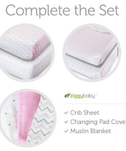Universal Fit Crib Sheets - 100% Natural Soft Jersey Knit Cotton for Standard Crib and Toddler Mattress - 2 Pack (Pink Polka Dot, Chevron) by Ziggy Baby Pink Polka Dot, Chevron 23 614McYfmm0L