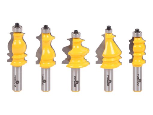 YONICO Architectural Molding Router Bits Set 5 Bit 1/2-Inch Shank 16501 5 Bit Set - 1/2" Shank