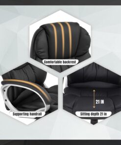 BestOffice Office Chair Cheap Desk Chair Ergonomic Computer Chair with Lumbar Support Arms Headrest PU Leather Modern Rolling Swivel Executive Chair for Back Pain Women Men Adults,Black Black 36 614Qva1ksL