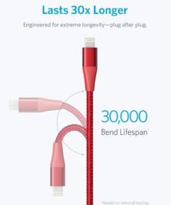 Alternative view of Anker 551 USB-A to Lightning Cable (6ft), MFi Certified iPhone Cable for Flawless Compatibility with iPhone iPhone 13 13 Pro 12 Pro Max 12 11 X XS XR 8 Plus and More (Red) 6ft Red