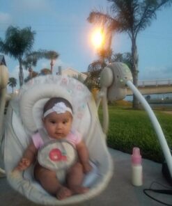 Ingenuity Soothe 'n Delight Compact Portable 6-Speed Plush Baby Swing with Music, Folds Easy, 0-9 Months 6-20 lbs (Cozy Kingdom) Cozy Kingdom 39 614SipMP0L