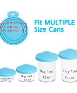 PetBonus Silicone Pet Can Lids, Dog Cat Food Can Cover, Universal Size Can Tops, 1 fit 3 Standard Size Food Cans, BPA Free Dishwasher Safe Blue + Blue 9 614TGTLx3iL