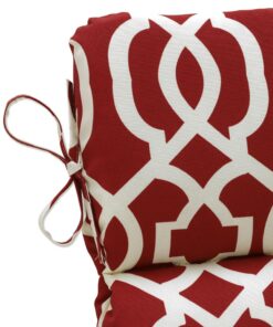 Pillow Perfect Trellis Indoor/Outdoor 1 Piece Split Back Round Corner Chair Seat Cushion with Ties, Deep Seat, Weather, and Fade Resistant, 40.5" x 21", Red/Ivory New Geo, 1 Count 40.5" x 21" 9 614TGoxnVWL