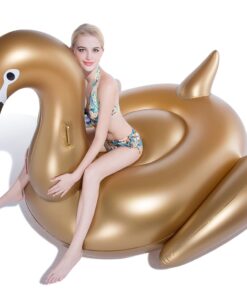 Jasonwell Giant Inflatable Pool Float - Golden Swan Pegasus Pool Floatie Summer Beach Swimming Outdoor Pool Party Lounge Raft Decorations Toys for Adults & Kids Gold Swan 21 614UfdXx7IL