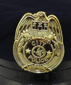 Jacobson Hat Company Police Hat with Bright Gold Plastic Badge One Size Fits Most Black 16 614WBtUhGOL