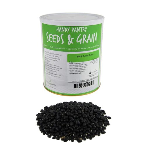 Organic Black Turtle Beans -5 Lb- Called Black Bean & Spanish Black Bean - Seed Sprouting Sprouts, Cooking, Food Storage