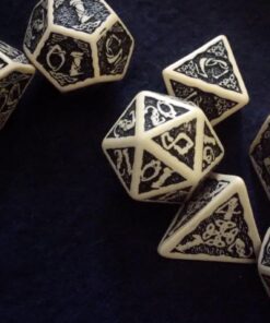 Q-Workshop Polyhedral 7-Die Set: Celtic 3D Beige & Black Dice Set! 4 614Xt47tAvL