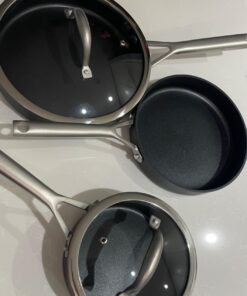 Wodillo Pots and Pans set, Nonstick Kitchen Cookware Sets, 5 PCS Induction Cookware Set, Non Stick Cooking Set w/Frying Pans & Saucepans,Dishwasher Safe, Oven Safe to 420°F 5PCS/Black 56 614YhqNYdWL