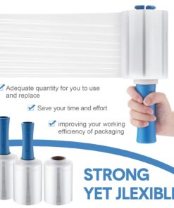 8 Pcs Stretch Wrap Moving Supplies 5" x 1000 ft Plastic Wrap Roll with 2 Handles Clear Cling Wrap Shrink Film Self Adhering Shipping Wrap for Packaging Bounding Storing Pallet Furniture Glass 8 9 614avbeoSJL 1