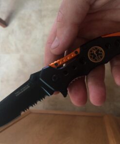 Snake Eye Tactical EMT Black & Orange Folding Pocket Knife 43 614c8AIprsL