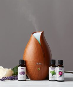 NOW Essential Oils, Ultrasonic Faux Wood Aromatherapy Oil Diffuser, Contemporary Design, Extremely Quiet Heat Free, Color Changing LED Diffuser 18 614d9Xje16L