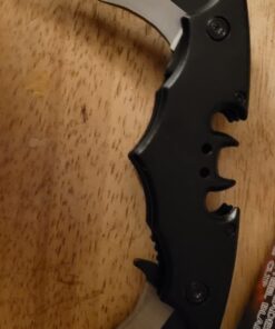 Dark Twin Blade Knife - Double Edge Folding Pocket with clip, 11" Stainless Steel Two Sharp Cut (Black) Black 50 614dM7iUjZL