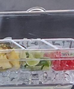 Oaklyn Large Clear Condiment Server Organizer on Ice with Containers and Lid – BPA-Free Serving Bar Compartments and Plastic Box Tray – Chilled Caddy Dispenser Set - Holds 80 oz Total 35 614enQsO1lL