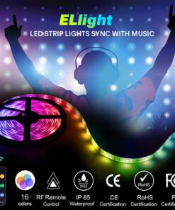 Alternative view of ELlight LED Strip Lights with Music Sync, 32.8ft Dream Color LED Lights, Color Changing LED Strip Lights with Remote for Home Lighting Kitchen Bed Flexible Strip Lights for Bar Home Decoration