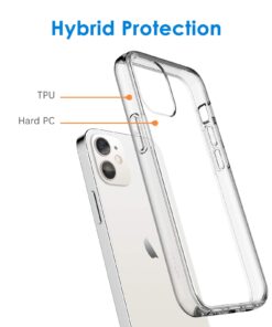 JETech Case for iPhone 12/12 Pro 6.1-Inch, Non-Yellowing Shockproof Phone Bumper Cover, Anti-Scratch Clear Back (HD Clear) HD Clear 24 614l2cFBGwL