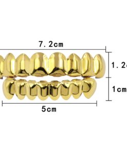 JINAO 18K Gold Plated Gold Finish 8 Top Teeth 8 Bottom Tooth Hip Hop Mouth Grills for Men and Women Gold Set 13 614lJljhJWL