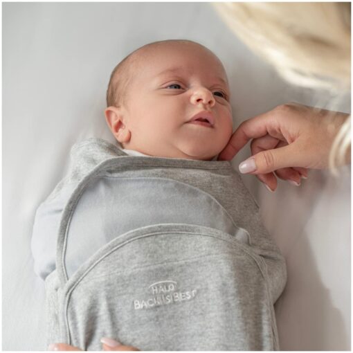 HALO SwaddleSure Adjustable Swaddling Pouch, 100% Cotton, TOG 1.0, Heather Grey, Newborn, 0-3 Months