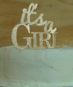 All About Details Silver It's-a-girl Cake Topper, 1pc, baby shower cake topper, Party Decor, baby shower decoration, Glitter Topper (Gold) Gold 15 614nTDJkhL