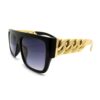 High Fashion Metal Chain Arm Flat Top Aviator Sunglasses (Shiny Black Gold) 29 614ohGgplL